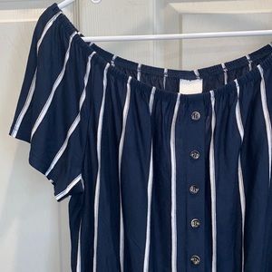 Navy striped off the shoulder H&M